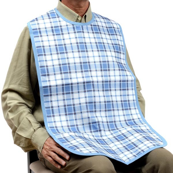 Babero de ropa reutilizable. -Cierre con clips
