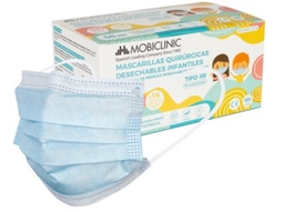 [N01165] Mascarilla tricapa infantil rectangular 50u. -Azul tipo IIR           